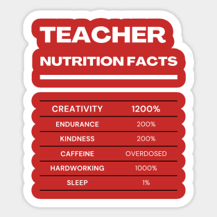 Teacher nutrition facts Sticker